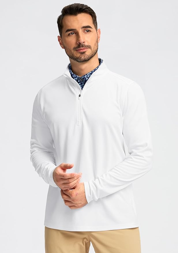 Obla Golf Quarter Zip Pullover for Men Mock Neck Sweatshirt Lightweight Sun Protection Men's Long Sleeve Golf Shirt