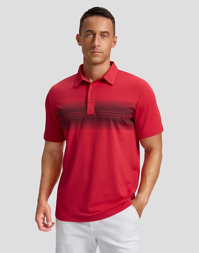 Men's Golf Shirts Dry Fit Moisture Wicking Performance Short Sleeve Collared Polo Shirts for Casual Athletic Business