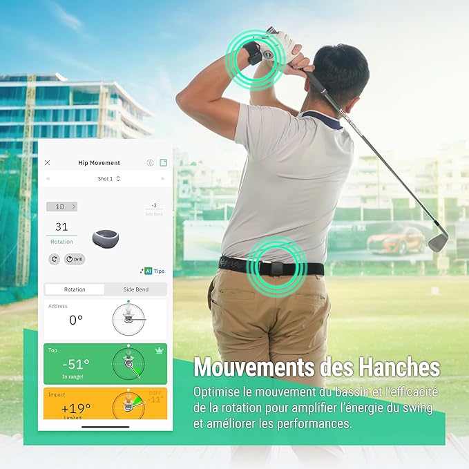 MOXI SwingMotion Golf Swing Analyzer – Dual Wearable IMU Sensors for Real-Time BioFeedback & 3D Visualization via App – Improve Wrist, Torso, Hip & X-Factor with 4 Training Modes