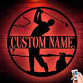 Custom Golf Golfing Metal Sign, Personalized LED Lights Wall Art, Unique Home Decor Gift for Golf Enthusiasts, Stylish Hanging Decor for Man Cave, Office, or Playroom