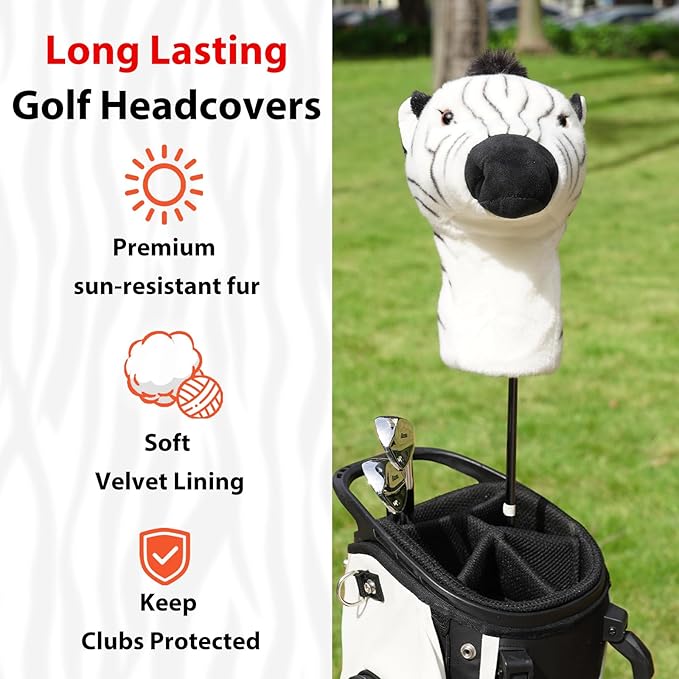 Driver Headcover, Funny Golf Club Covers Soft Plush Animal Golf Head Covers, Creative Golf Headcover Fits Standard 460cc Driver Head