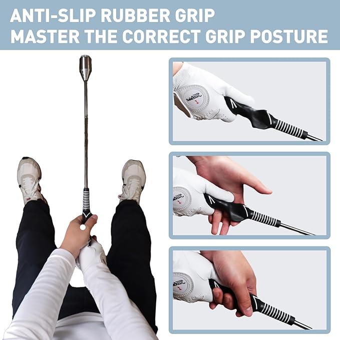 Golf Swing Trainer Aid, Golf Grip Trainer for Warm-up, Swing Tempo Training - Weighted Golf Club for Indoor Practice, Right-Handed Chipping Hitting Golf Accessories