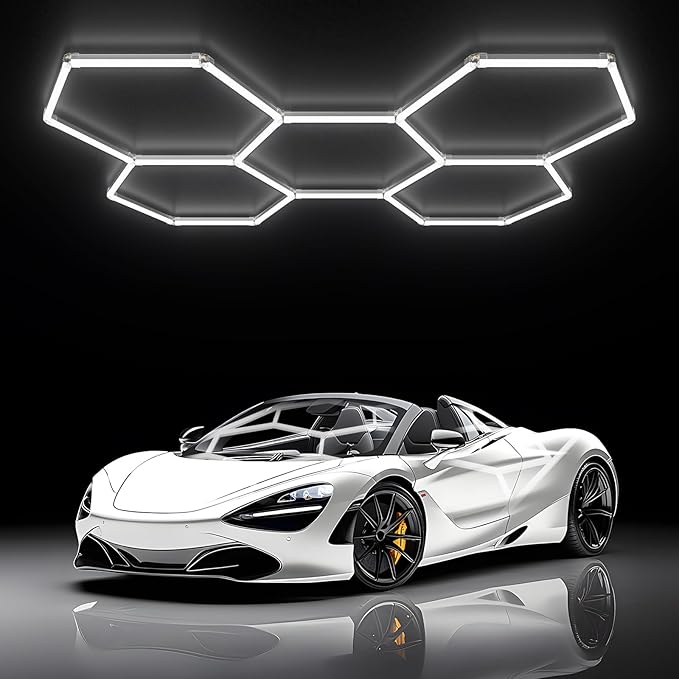 Hexagon Garage Lights - Hexagon LED Lights, 25 Pack 6500K Super Bright Auto Repair Ceiling Lights for Garages, Workshops, Warehouses, Gymnasiums, Shops, Auto Body Shops