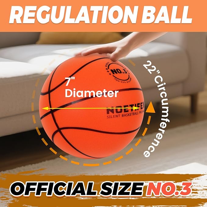 Upgraded 580g Weighted Silent Basketball, High-Density Quiet Indoor Training Ball with Gift Box, Real Bounce Soft Material, Ideal for Home & Apartment Dribbling Practice