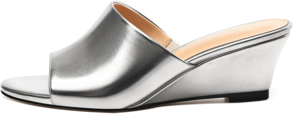 Wedge Sandals for Women Open Toe Wedge Heels Womens Matte High Heel Sandal Round Toe Heeled Wedge Sandals Slip on Casual shoes 2 inch