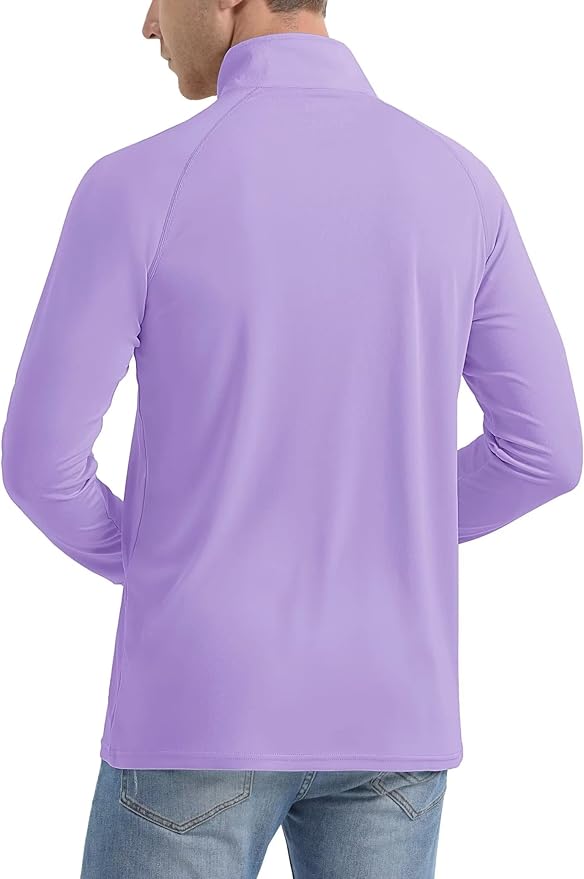 MAGCOMSEN Men's Long Sleeve Sun Shirts UPF 50+ Tees 1/4 Zip Up Fishing Running Rash Guard T-Shirts Outdoor Shirt
