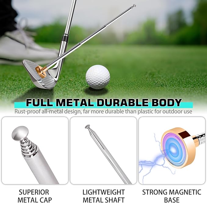 Golf Alignment Rods, 7 Length Adjustments - Golf Alignment Stick Corrector Lie Angle Tool, Golf Swing Training Aids Aiming Stick - Golf Club Face Aim, Visualize and Align Your Golf Shot