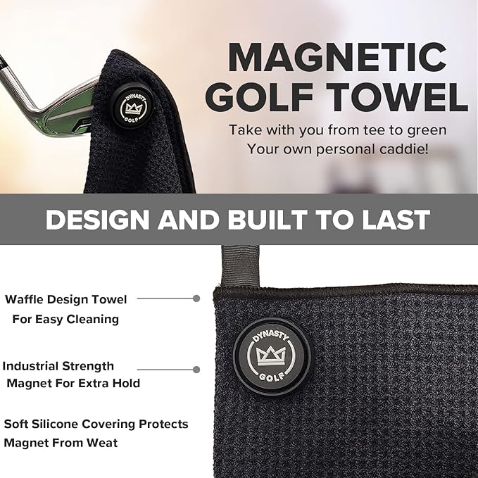 Small Golf Ball Towel - Magnetic Greens Towel & Pocket Golf Towel with Magnet - Golf Ball Cleaner for Around The Green