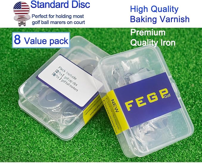 8 Pack Golf Ball Markers with Magnetic Hat Clips Value Sets - Removable Attaches Easily to Golf Cap Premium Gifts，Golf Ball Markers with Hat Clips Sets for Men Women Golfer