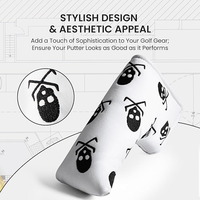 FINGER TEN Golf Blade Putter Cover Premium Synthetic Leather Stylish Design, Universal Headcover Waterproof Protection, Durable Headcovers Covers Fit Most Blade Putters for Men Women