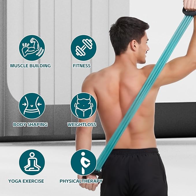Resistance Bands with Handles, Single Resistance Bands, Exercise Bands with Comfortable Handles, Resistance Training, Physical Therapy, Home Workouts, Fitness, Pilates