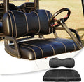 Golf Cart Seat Covers fits Club Car Precedent/DS/EZGO RXV/TXT/Yamaha Front Rear Seat Cushion，Black Leather Custom Stripe Soft Comfortable/Anti-Scratch/Easy to Clean