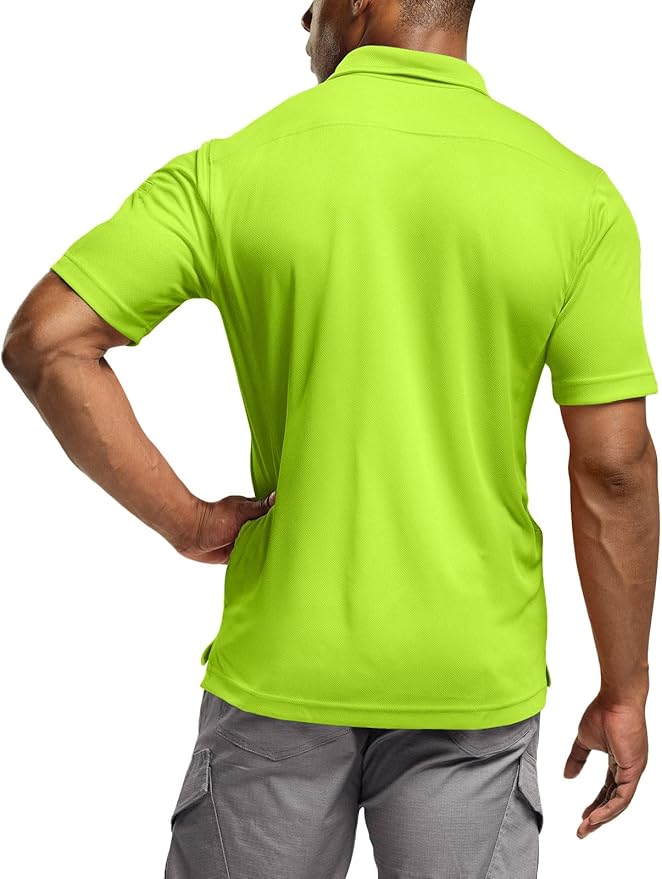CQR Men's Polo Shirts, Tactical Short Sleeve Golf Performance Shirts, Lightweight Dry Fit UPF 50+ Pique