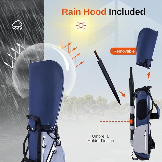 Lightweight Golf Stand Bag, 4-Way Full-Length Dividers, Holds Up to 10 Clubs, 3.7 lbs Golf Bag with Dual Straps & Stand for Driving Range, Par 3, and Standard Courses