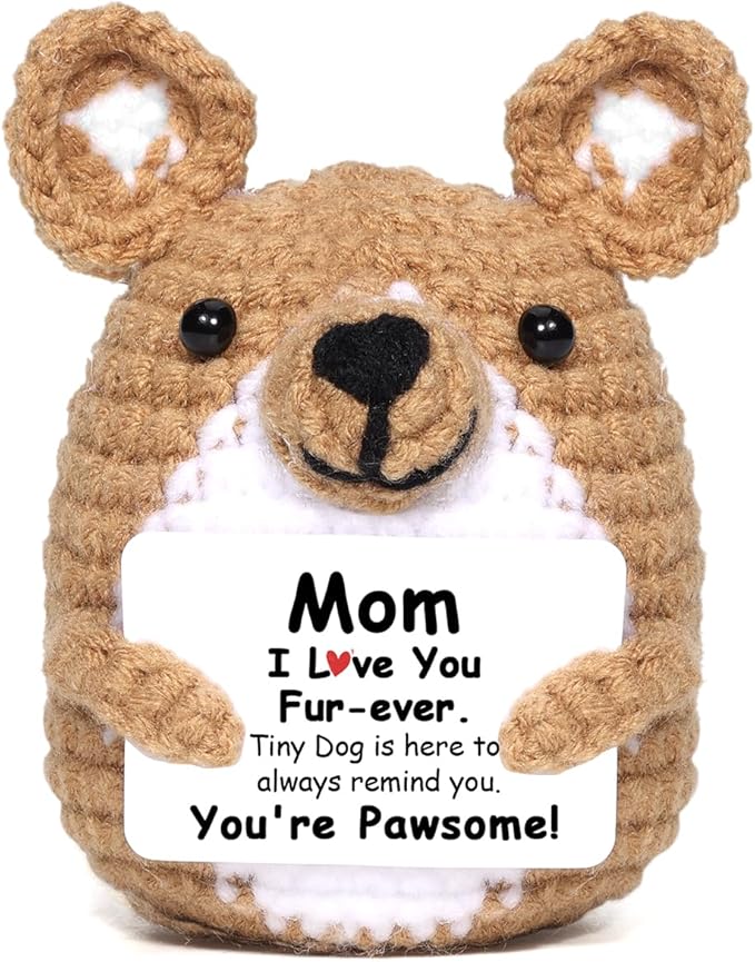AICase Funny Dog Gifts for Mom from Daughter Son, Mothers Day Birthday I Love You Handmade Crochet Christmas Cute Small Things Stuff Presents for Women Corgi Lovers Easter Mama Mother in Law