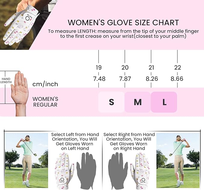 FINGER TEN Non Slip Golf Gloves Women 2 Pack for Left Right Handed Golfers, All Weather Grip & Comfortable Glove for Serious Performance, Fit Size Medium Small Large