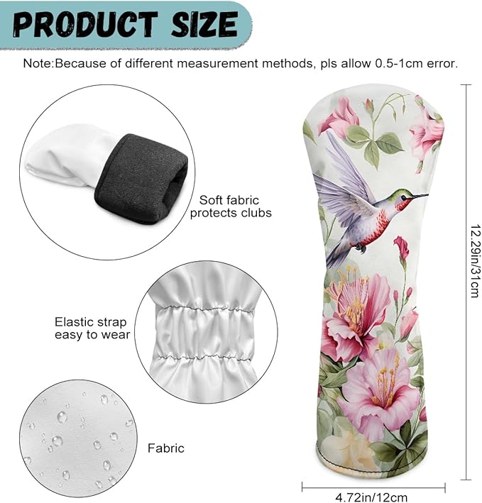 Golf Club Head Covers for Club Protective, Waterproof PU Leather Driver Fairway Wood Hybrid Head Cover