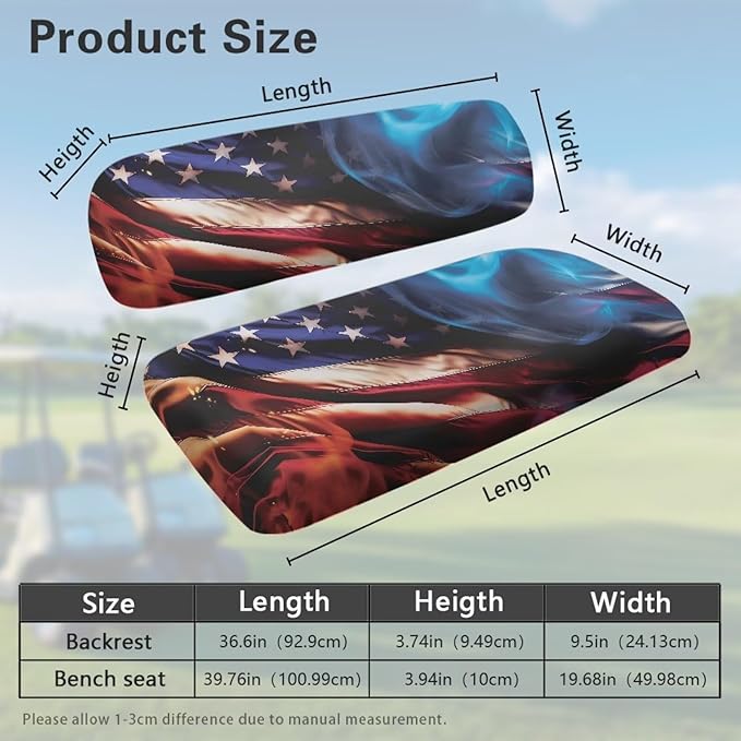 Golf Cart Seat Covers, Universal Fit & Nonskid Bottom Fits for Club Car 2 Person Seats Golf Carts