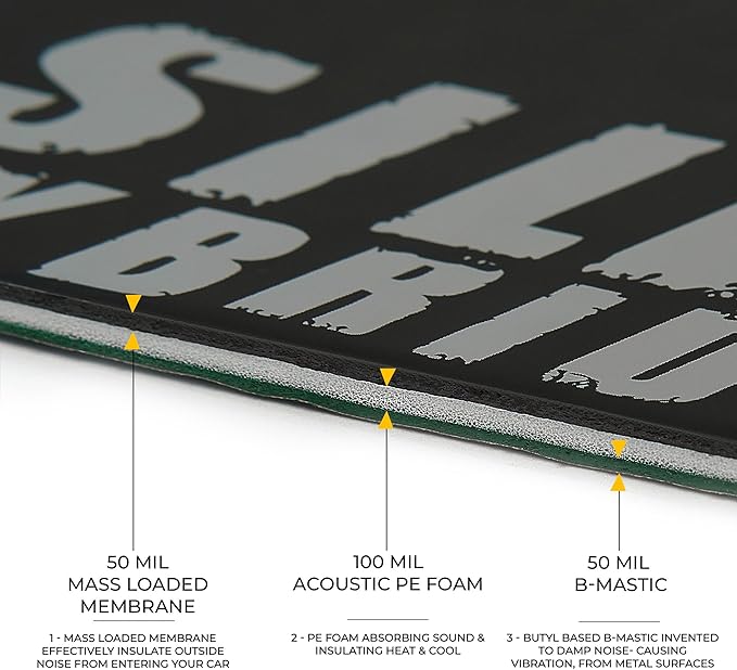 Siless Hybrid 3in1 200 mil 25 sqft Car Sound Deadening mat - Butyl Automotive Sound Deadener - Noise Insulation and Vibration Dampening Material