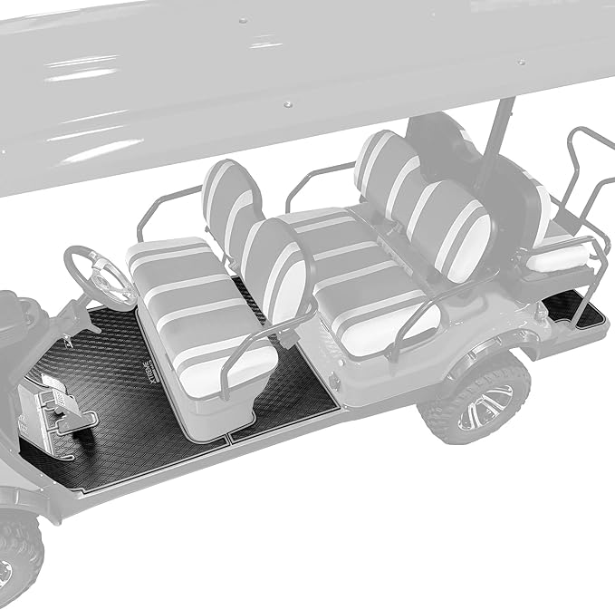 Xtreme Mats ICON Compatible Full Coverage Golf Cart Floor Mats Set (1st & 2nd Row Mats) Fits ICON 4F & 6 Seater Golf Carts - i40F, i40FL, i60, i60L - Grey Trim