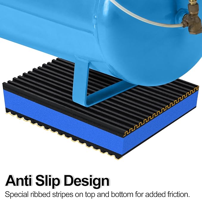 4 Pack Anti Vibration Pads for Washing Machine 6"x6"x7/8", Sound Isolation Vibrating Pad Ribbed Rubber Damping Mat EVA Center for Air Compressors, Conditioner, Treadmill, HVAC Washer Dryer