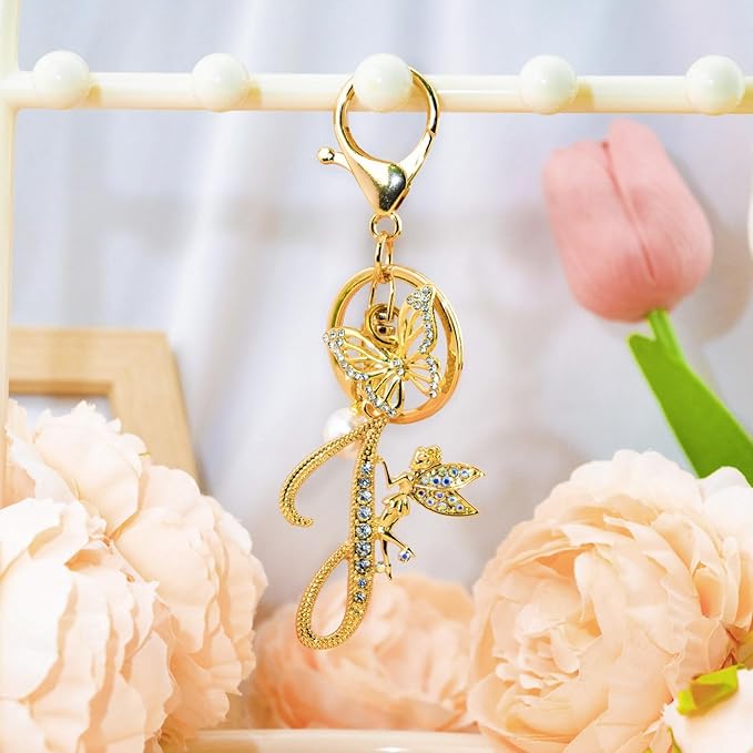 Initial Keychain Bag Charm Women Purse Charms for Handbags Accessories Charm for Wallet Butterfly Pendant for Girls