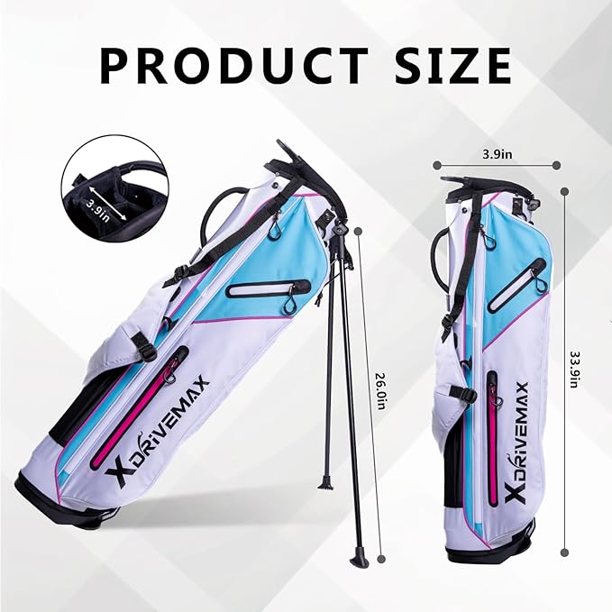Golf Stand Bag, Lightweight Golf Bag with Stable Stand,Compact Design Featuring Easy-Carry Shoulder Straps, 4-Way Top, Essential Storage Pockets