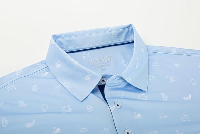 Mens Golf Shirts Quick Dry Moisture Wicking Casual Short Sleeve Performance Athletic Print Collared Stylish Men Polo Shirt