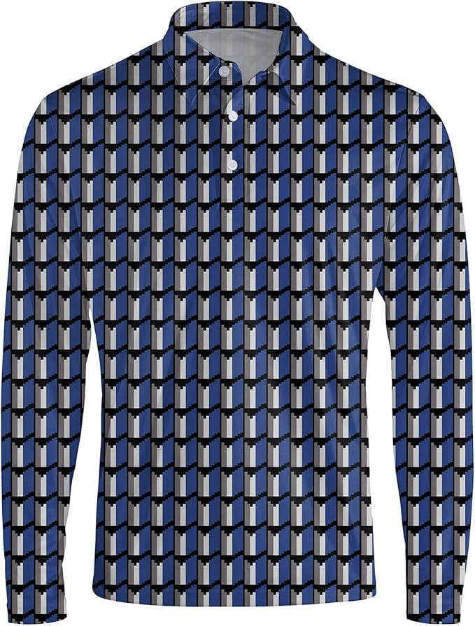 Men's Long Sleeve Golf Shirt Quick Dry 3 Button Work Fishing Outdoor Casual Collar Shirt
