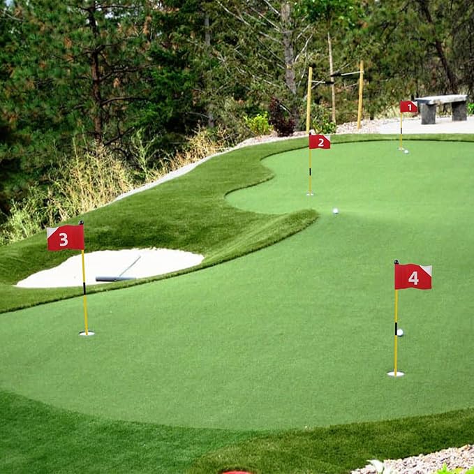 Crestgolf Portable Backyard Practice Golf Hole Cup and Flag Stick of Fiberglass, Golf Putting Green Flagstick Golf Pin Flag Hole Cup Set