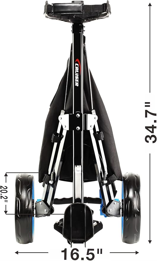 PRECISE Cruiser 3-Wheel Golf Push Cart with Stabilizer Rods & Foot Brake – Lightweight Folding Golf Trolley with Ergonomic Handle, Detachable Storage Bag & Scorecard Holder