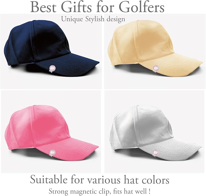 Golf Ball Marker Hat Clip with Ceramic Crystal Ball Marker (20mm Small Size) Gifts Accessories for Golfers