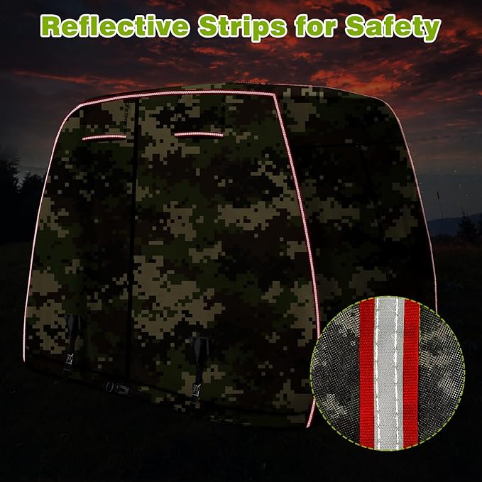 2/4 Passenger Golf Cart Cover Fits EZGO, Club Car, Yamaha Golf Carts with Reflective Strips, All Weather Protection/Waterproof/Snowproof/Windproof/Sunproof/Full Gold Cart Covers