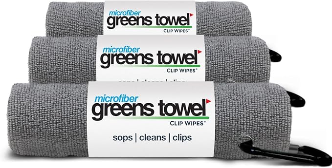 Silver 3 Pack Golf Towel Set for Golf Bags with Clip, Plush Microfiber Nap Fabric, 16x16, The Original (Sterling Silver)