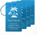 4 Personalized Metal Luggage Tags for Suitcase, Laser Engraved with Text and Logo, Custom Aluminum Name Tags with Stainless Steel Ring, for Travel, Golf Bag, and Baggage (Blue)