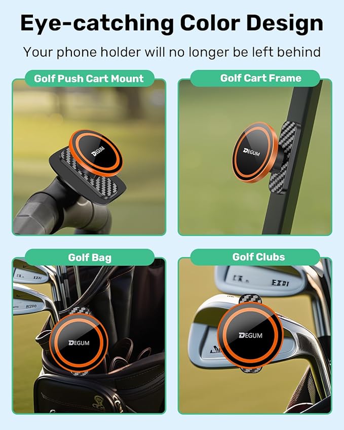 Magnetic Golf Cart Phone Holder, Compatible with MagSafe iPhone 16 Pro Max Plus 15 14 13 12 Mini, for GPS & Golf Apps, Fits EZGO, Club Car, Yamaha, and Icon, Golf Cart Accessories