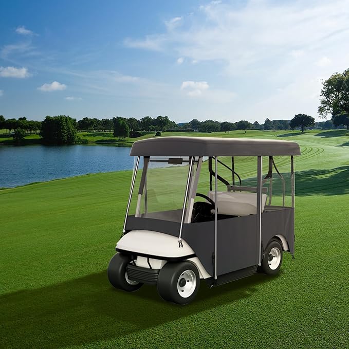 Happybuy Golf Cart Enclosure, 4-Person Golf Cart Cover, 4-Sided Fairway Deluxe, 300D Waterproof Driving Enclosure with Transparent Windows, Fit for EZGO, Club Car, Yamaha Cart