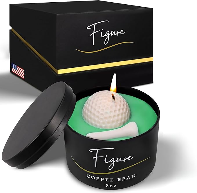 All-Natural Golf Candle – Coffee Bean Scent | Hand-Poured in The USA | Beeswax & Soy Wax | Non-Toxic | 100% Beeswax Wick | Premium Gift Box | Candle Gifts for Men & Women