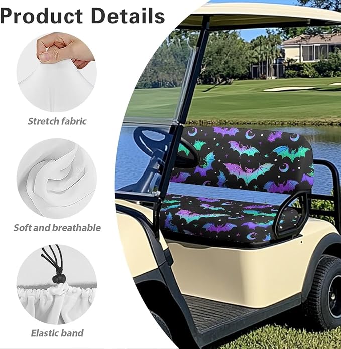 Golf Cart Seat Covers, Universal Fit & Nonskid Bottom Fits for Club Car 2 Person Seats Golf Carts