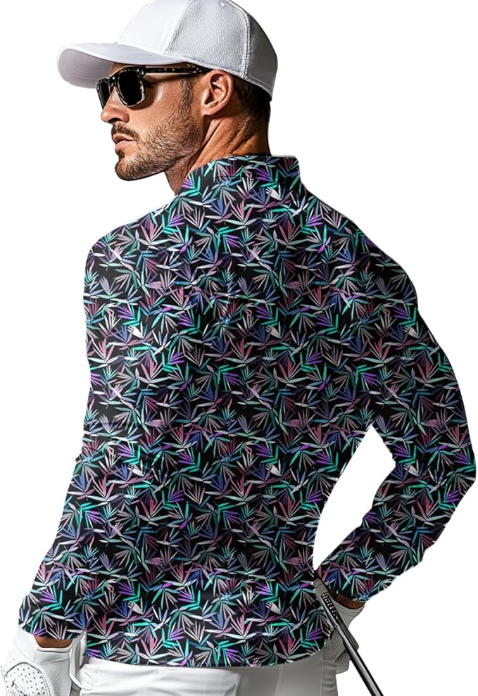 Men's Long Sleeve Golf Shirt Quick Dry 3 Button Work Fishing Outdoor Casual Collar Shirt