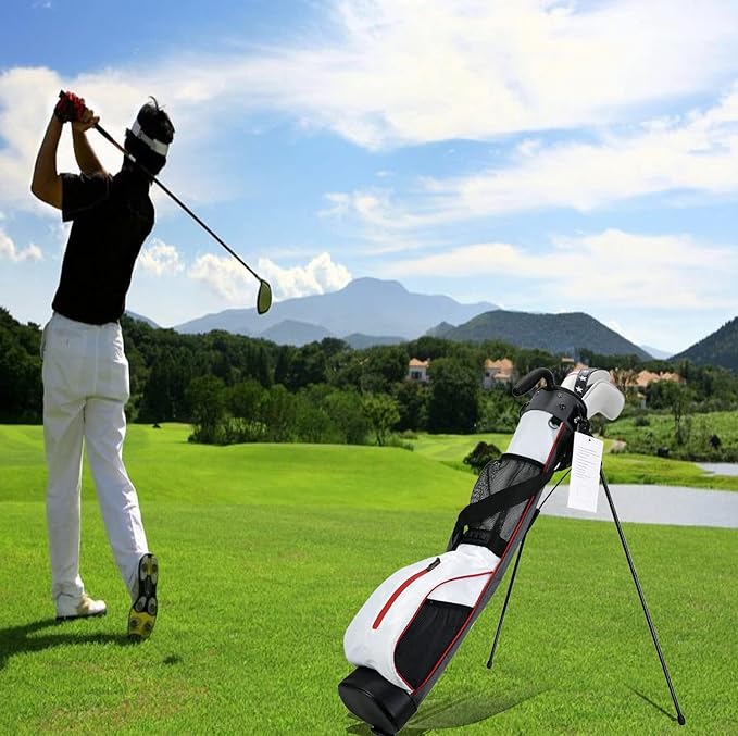 Golf Stand Bag, Lightweight Mini Golf Sunday Bag with Rain Cover and Removable Padded Shoulder Strap, 2 Model Options -2 Way Divider and 4 Way Divider, Waterproof Wear-Resistant Durable Fabric Golf Bag for Women and Men