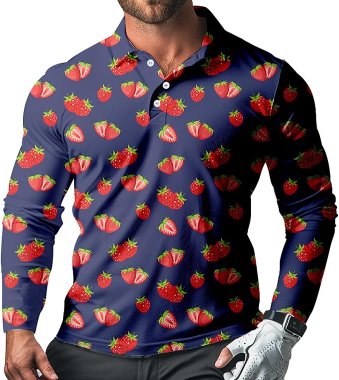Men's Long Sleeve Golf Shirt Quick Dry 3 Button Work Fishing Outdoor Casual Collar Shirt
