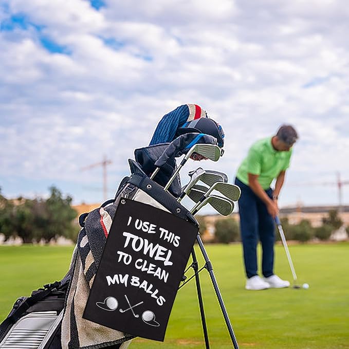 Golf Accessories Towel Gifts for Men -Funny Towel Cleaning Cloth with Clip for Bags Golf Balls & Clubs, Gifts for Him Golfer Husband Boyfriend Christmas Birthday Valentines Day Fathers Day Retirement