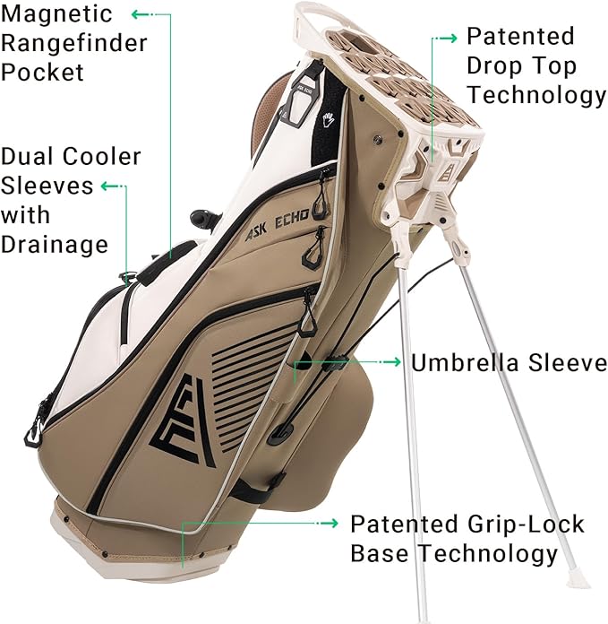 ASK ECHO ST-Lock Mecha 14 Way Dividers Quiet Hybrid Stand Bag for Men & Women