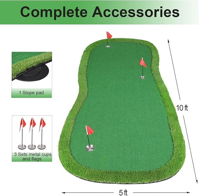 Golf Putting Green, Professional Large Practice Putting Mat for Outdoor & Indoor Putt Trainning