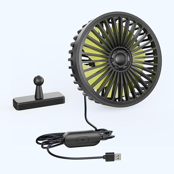 Universal Fan with Magnetic Bracket, 3 Speed Settings USB Powered Fan for Office Car Golf Cart with Magnetic Bracket