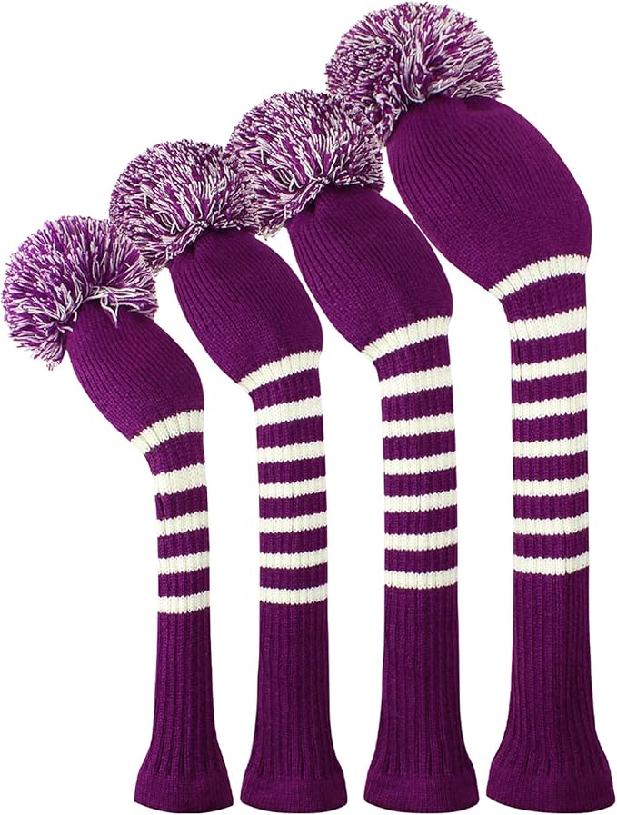 Scott Edward 1/3/4PCS Multi-Style Optional Individualized Knit Golf Club Head Covers, Driver Wood(460cc) Fairway Wood and Hybrid(UT)，for Male/Female Golfers,Custom