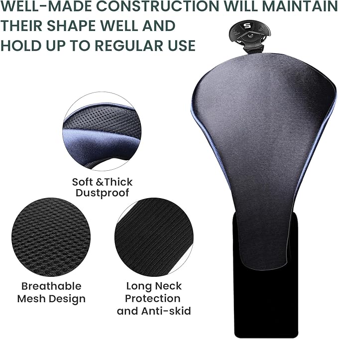 FINGER TEN Golf Club Head Covers for Hybrids Long Headcover Interchangeable Accessories for Ultimate Club Protection