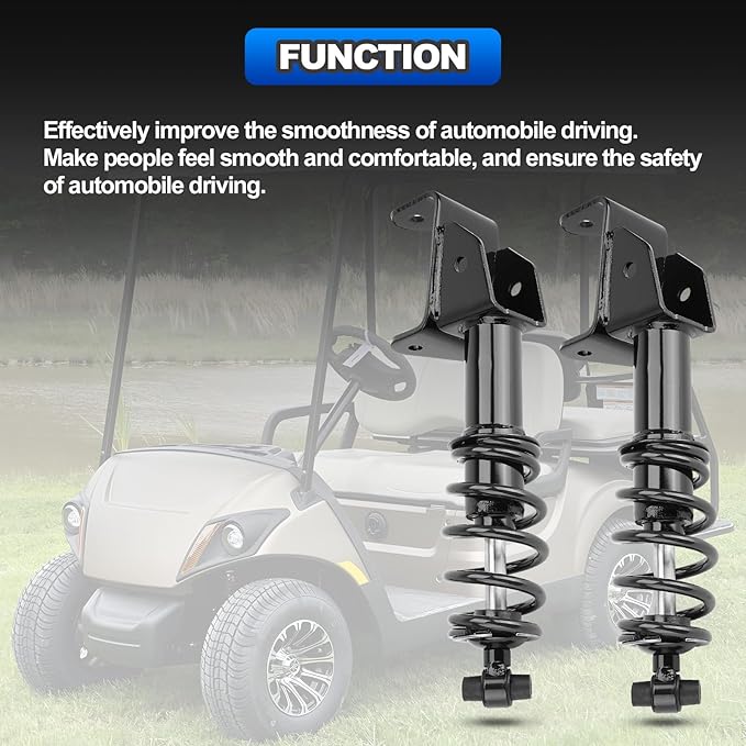 Front Golf Cart Shock Absorbers Heavy Duty with Springs Compatible with 2007-2016 Yamaha Drive G29 Gas & Electric Golf Carts Passenger and Driver Side Replace# JW2-F3390-00-00 JW2-F3350-00（BLACK）
