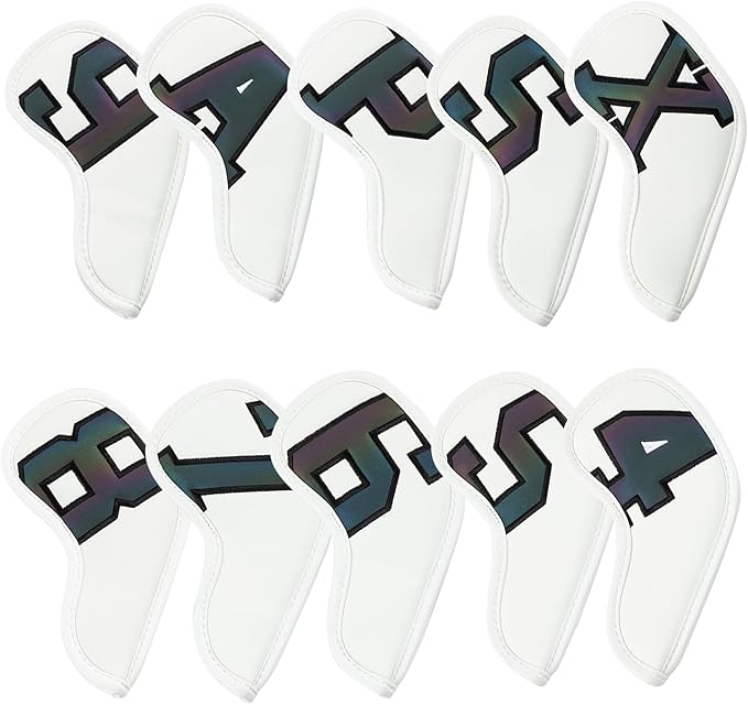 Golf 10pcs Thick Synthetic Leather Golf Iron Head Covers Set Headcover Fit All Brands Callaway Ping Taylormade Cobra Etc. Also Custom Name